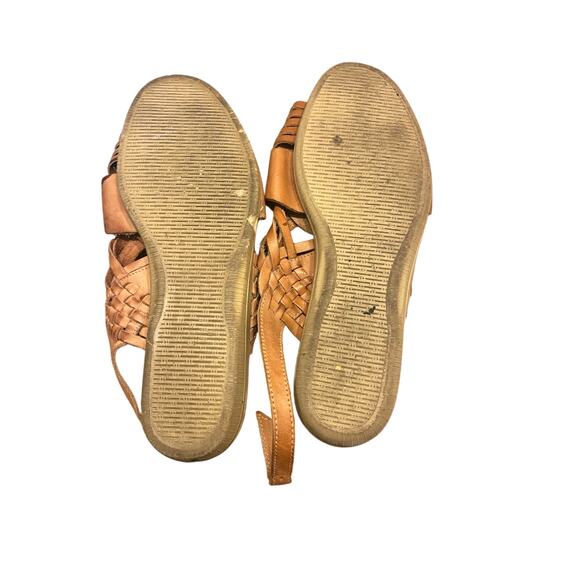 Softspots Tela Leather Huarache Sandals 10 WW Tan Woven Slingback Comfort wide - Picture 10 of 10